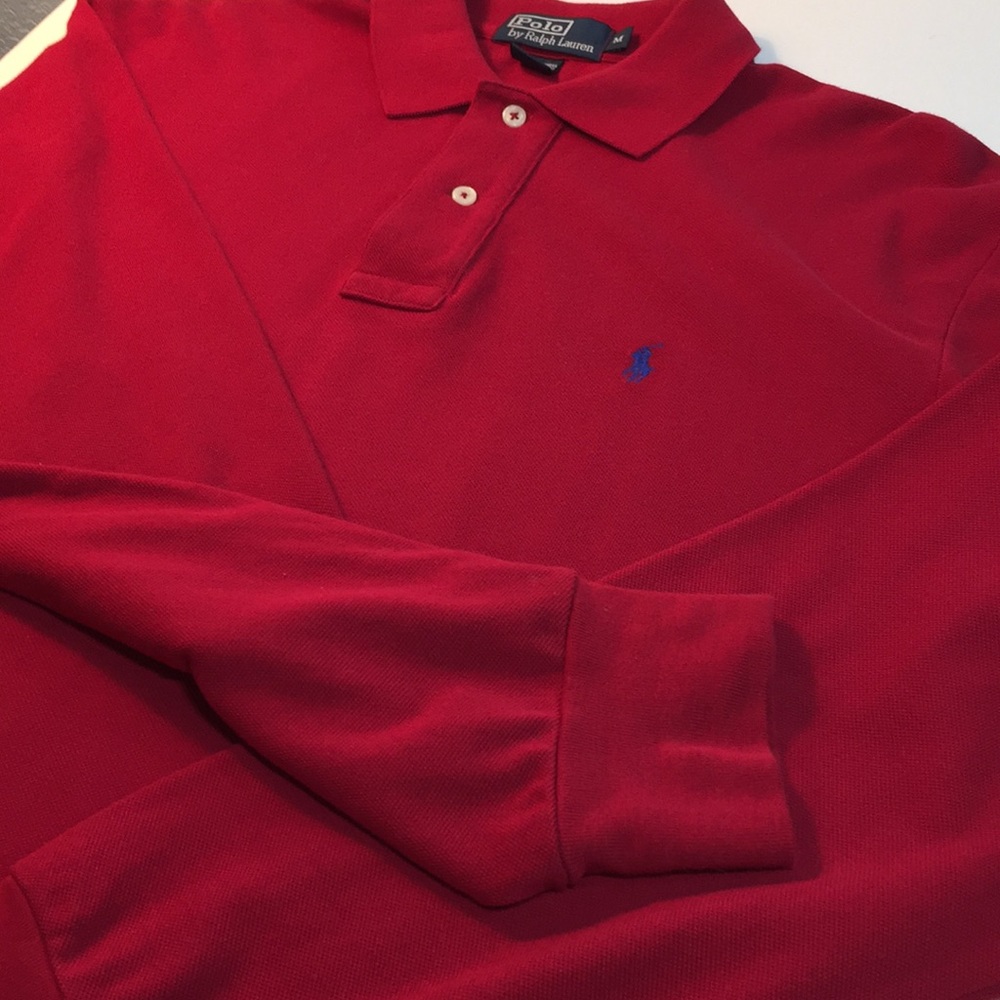 POLO long sleeve red men's classic polo, med, EUC! - Picture 7 of 7